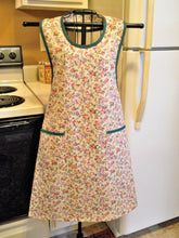 Load image into Gallery viewer, Grandma Vintage Style Full Apron in a Pink Floral on Yellow size XL