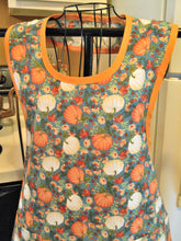 Load image into Gallery viewer, Women&#39;s Fall Thanksgiving Old Fashioned Pumpkin Apron in Teal size XL