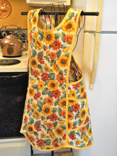 Load image into Gallery viewer, Old Fashioned Cross Back No Tie Apron with Sunflowers in XL