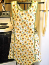Load image into Gallery viewer, Old Fashioned Cross Back No Tie Apron with Sunflowers in Large