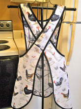 Load image into Gallery viewer, Vintage Style Crossover No Tie Apron with Roosters size Medium