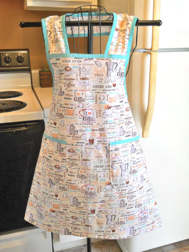 Vintage Style Retro Full Apron for Coffee Lovers size Large