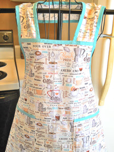 Vintage Style Retro Full Apron for Coffee Lovers size Large