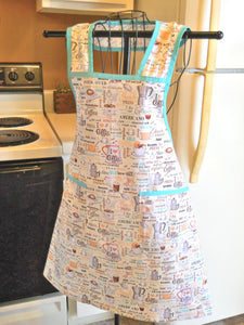 Vintage Style Retro Full Apron for Coffee Lovers size Large