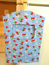 Load image into Gallery viewer, Old Fashioned Style Clothespin Bag in Blue with Strawberries