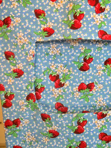 Old Fashioned Style Clothespin Bag in Blue with Strawberries