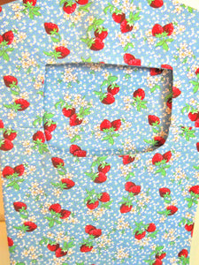 Old Fashioned Style Clothespin Bag in Blue with Strawberries