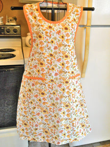 Fall Sunflower and Acorn Old Fashioned Grandma Apron in XL