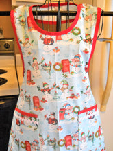 Load image into Gallery viewer, Christmas Old Fashioned Grandma Style Apron with Snowmen and Mailboxes in Large