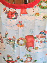 Load image into Gallery viewer, Christmas Old Fashioned Grandma Style Apron with Snowmen and Mailboxes in Large