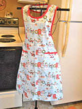 Load image into Gallery viewer, Christmas Old Fashioned Grandma Style Apron with Snowmen and Mailboxes in Large