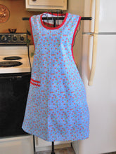 Load image into Gallery viewer, Old Fashioned Grandma Style Blue and Red Floral Apron in Medium