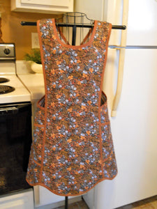 Fall Thanksgiving Old Fashioned Cross Back No Tie Apron with Fall Leaves in XL