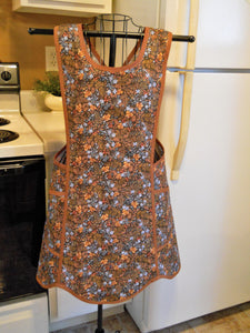 Fall Thanksgiving Old Fashioned Cross Back No Tie Apron with Fall Leaves in XL