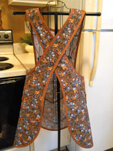 Load image into Gallery viewer, Fall Thanksgiving Old Fashioned Cross Back No Tie Apron with Fall Leaves in XL