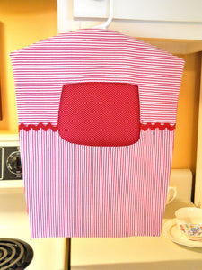 Vintage Style Clothespin Bag in Red and White Stripes