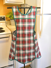 Load image into Gallery viewer, Christmas Plaid Rustic Style No Tie Crossover Apron in Red and Green Tartan Plaid in Large