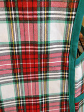 Load image into Gallery viewer, Christmas Plaid Rustic Style No Tie Crossover Apron in Red and Green Tartan Plaid in Large